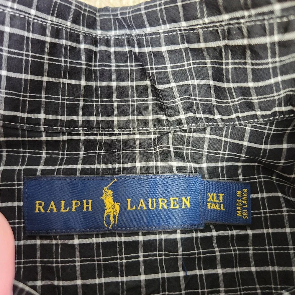 Polo Ralph Lauren Shirt Men XLT Classic Fit Double Black Plaid Button Down‎